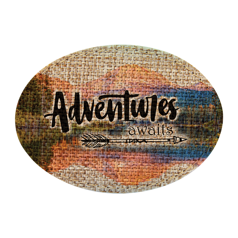 3 1/2' x 2 1/2' Burlap Sublimatable Oval Patch na may Malagkit
