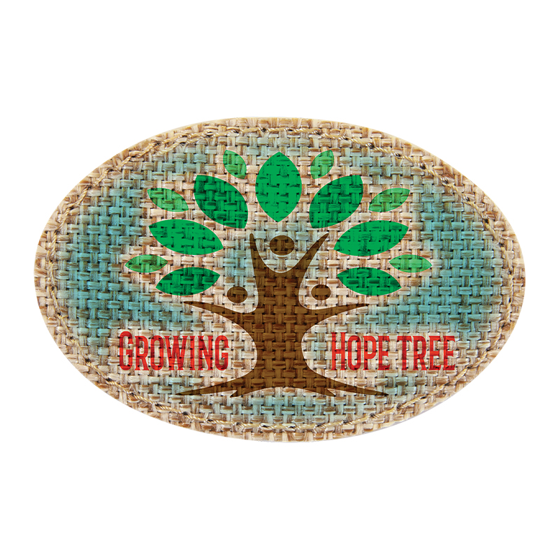3' x 2' Oval Burlap Sublimatable Patch na may Malagkit