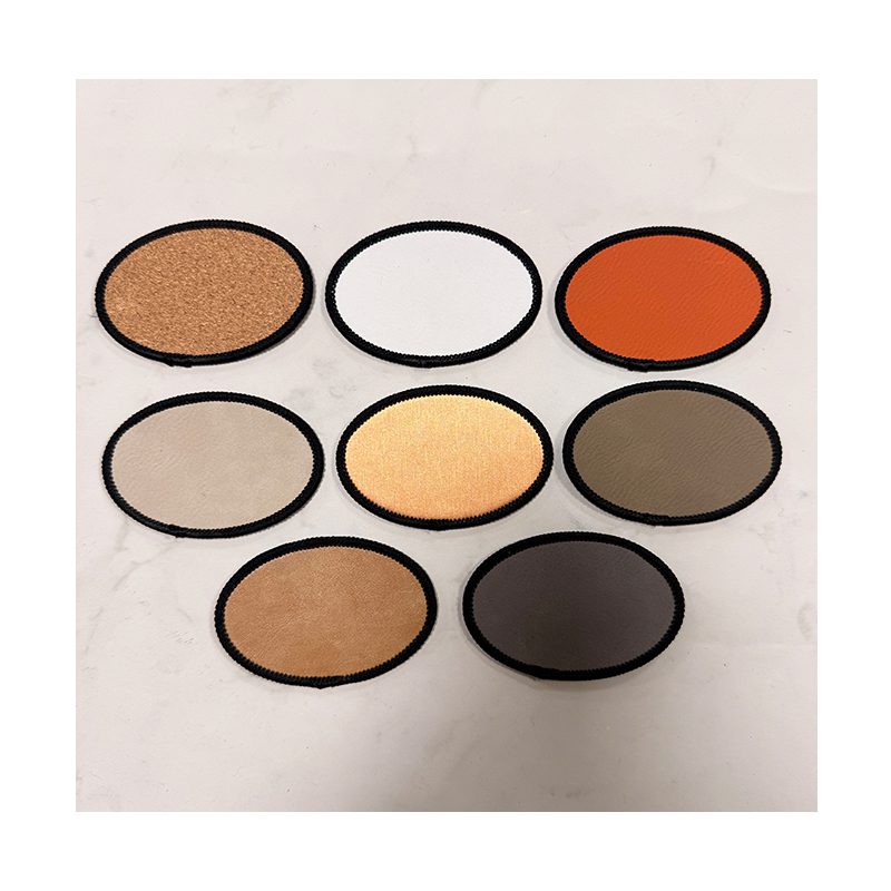 3 1/2' x 2 1/2' Oval Laserable Leatherette Merrow Patch na may Malagkit