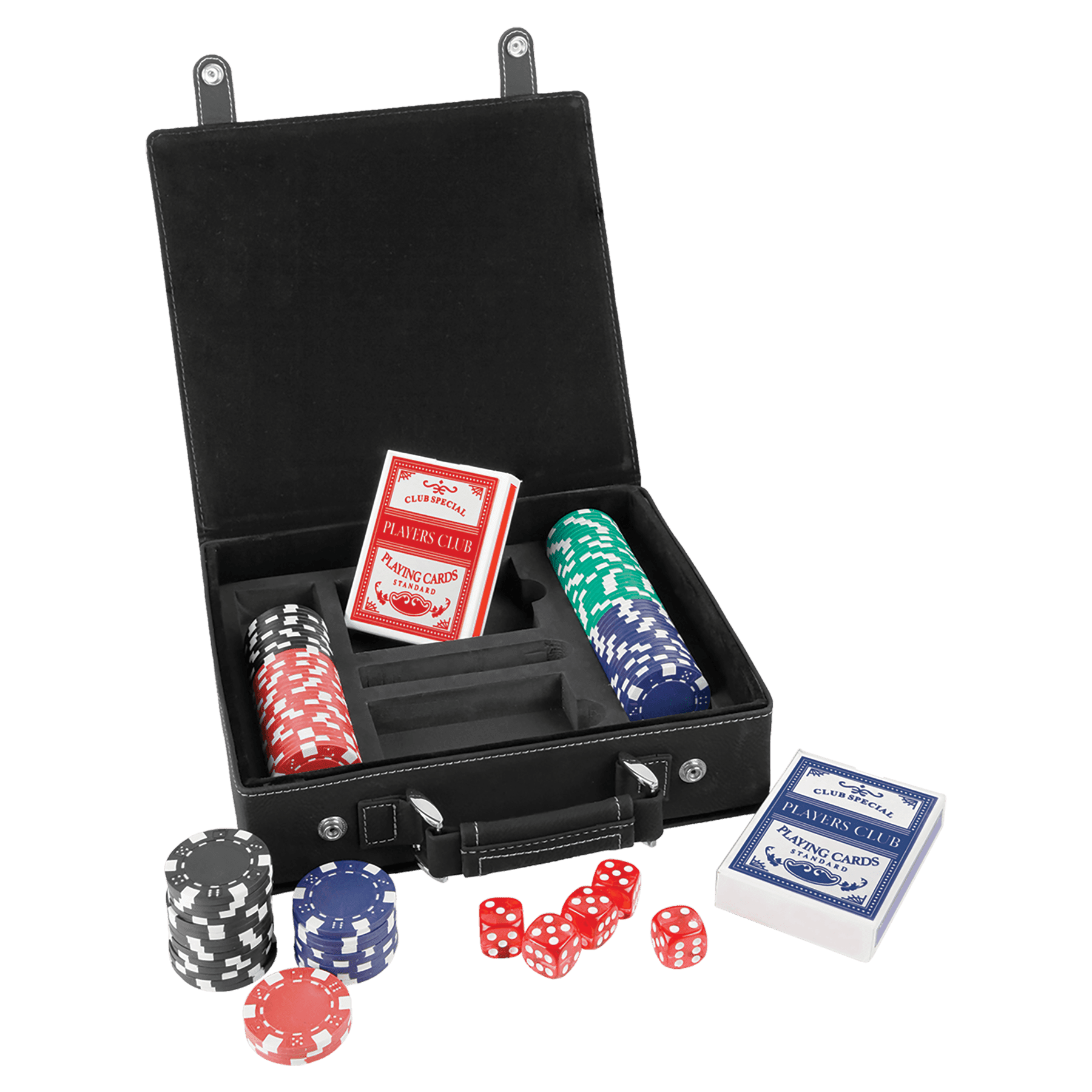 Laserable Leatherette Poker, Card at Dice Sets