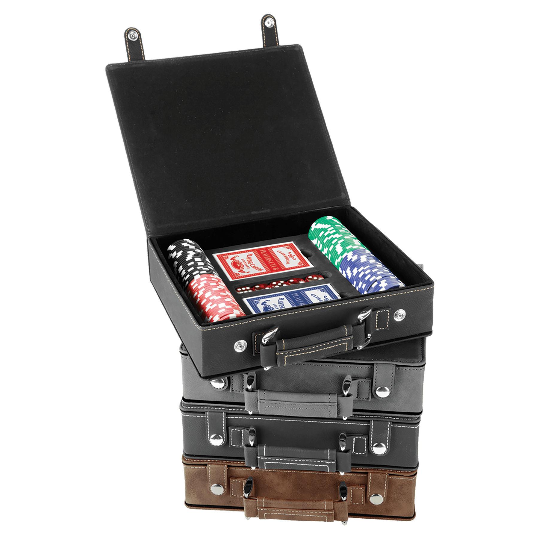 Laserable Leatherette Poker, Card at Dice Sets