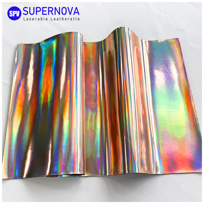 Holographic Laserable Leatherette Sheet na may pandikit/walang pandikit
