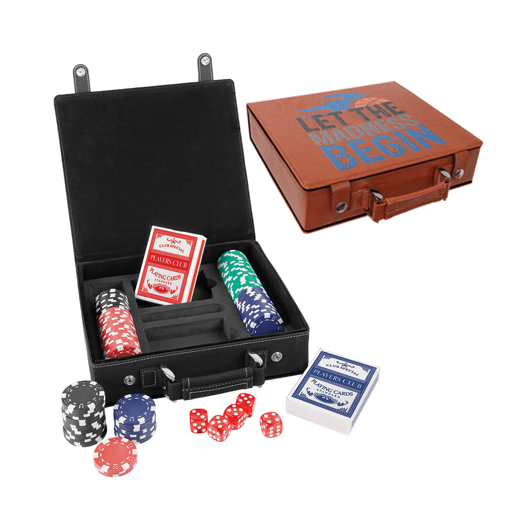 Laserable Leatherette Poker, Card at Dice Sets