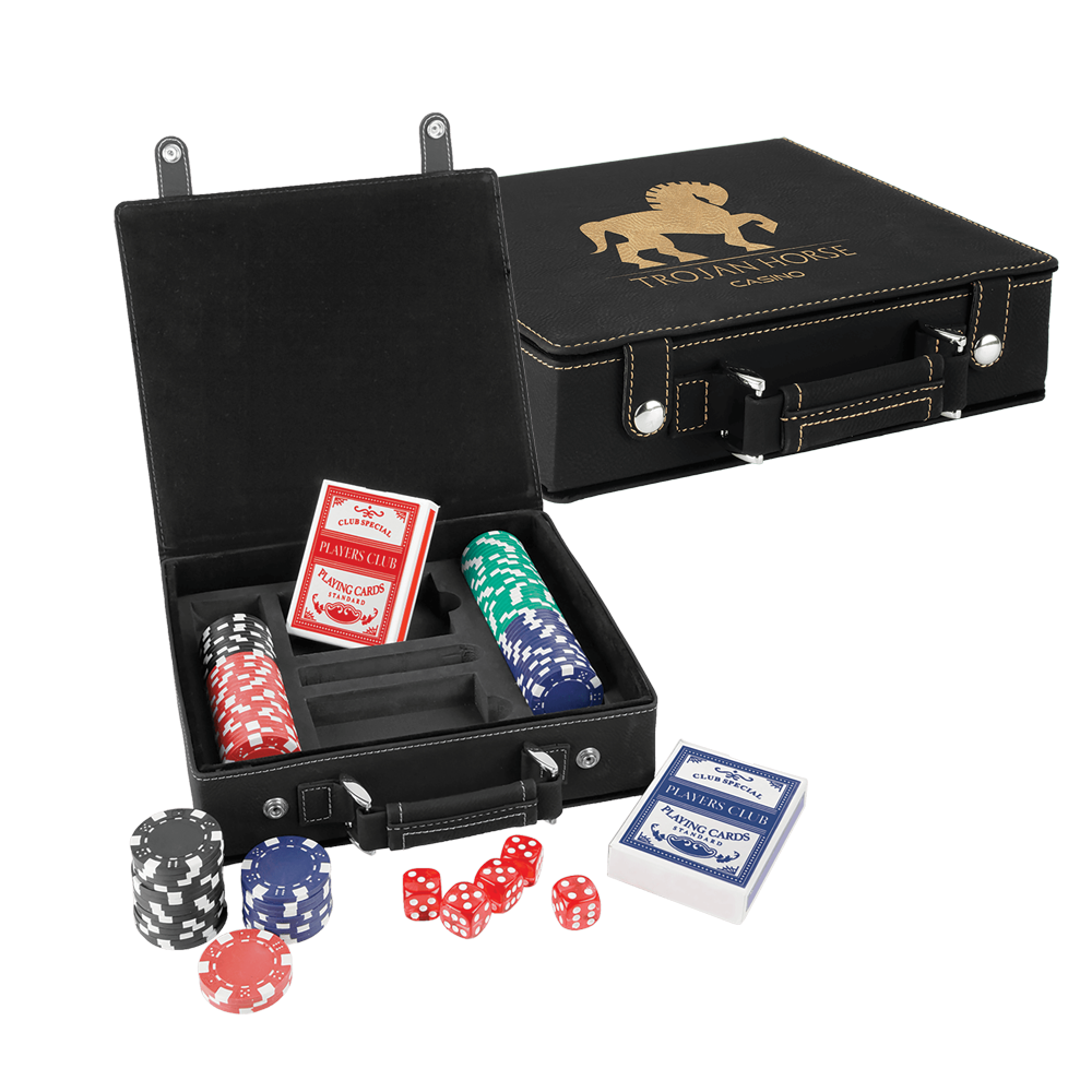 Laserable Leatherette Poker, Card at Dice Sets