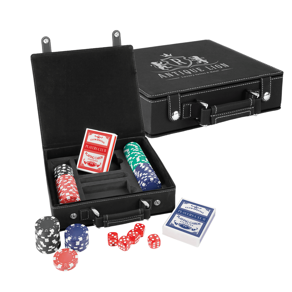 Laserable Leatherette Poker, Card at Dice Sets