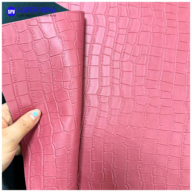 Crocodile Embossed Laserable Leatherette Sheet na may pandikit/walang pandikit