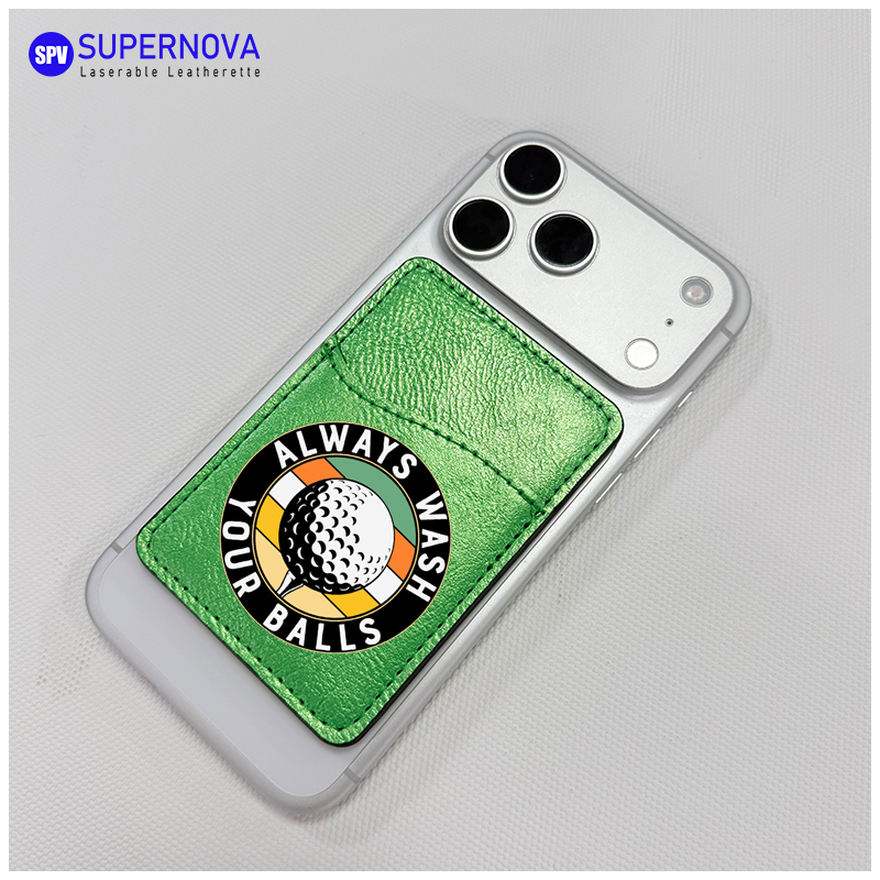 Laserable Leatherette Phone Card Holder na may Magnet