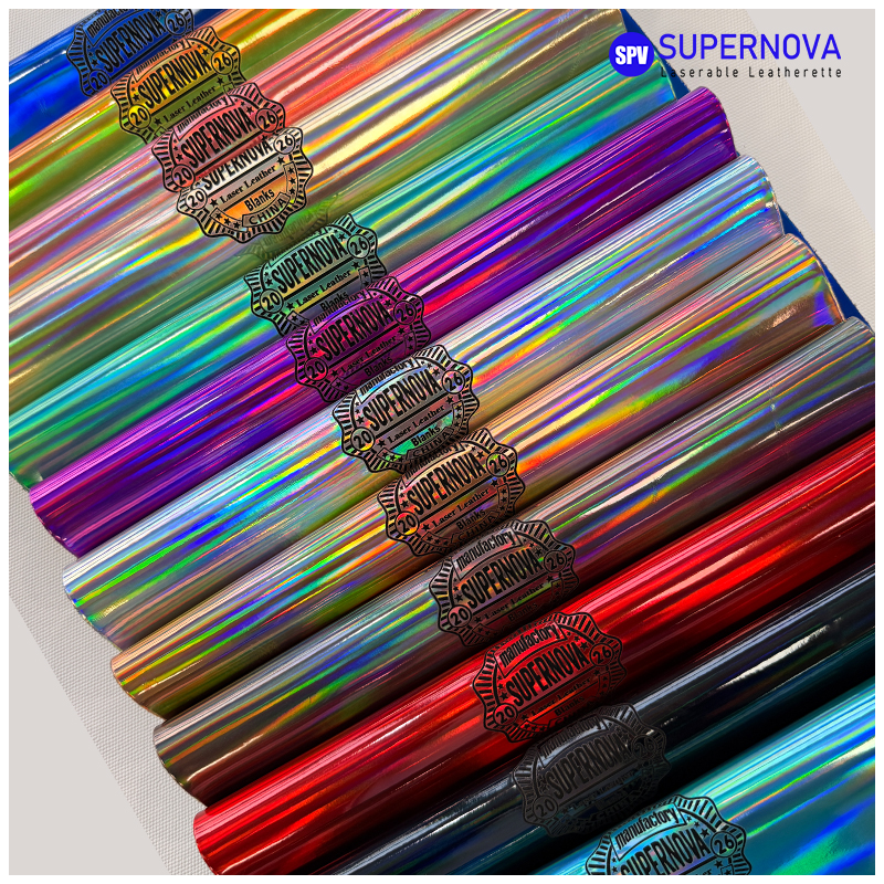 Holographic Laserable Leatherette Sheet na may pandikit/walang pandikit
