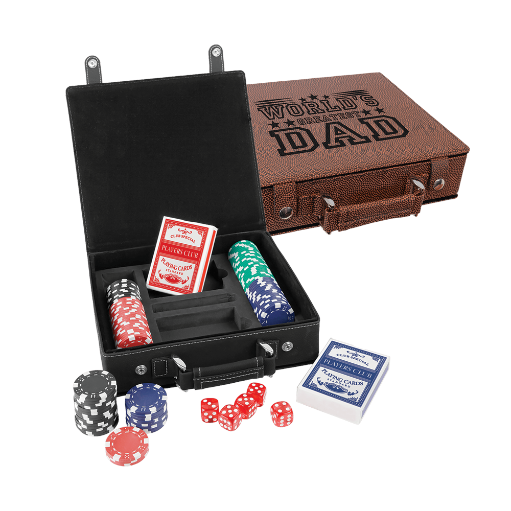 Laserable Leatherette Poker, Card at Dice Sets