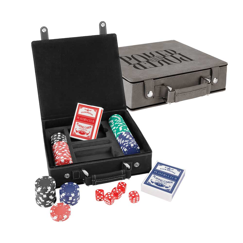 Laserable Leatherette Poker, Card at Dice Sets