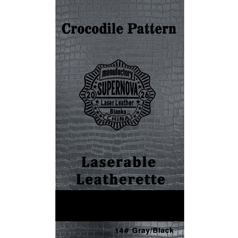 Crocodile Embossed Laserable Leatherette Sheet na may pandikit/walang pandikit