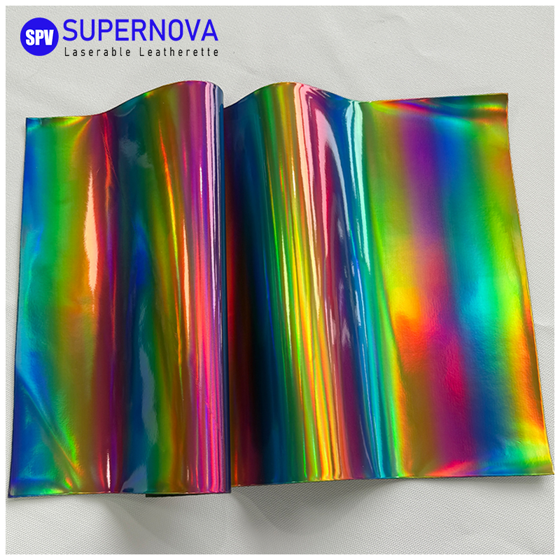 Holographic Laserable Leatherette Sheet na may pandikit/walang pandikit