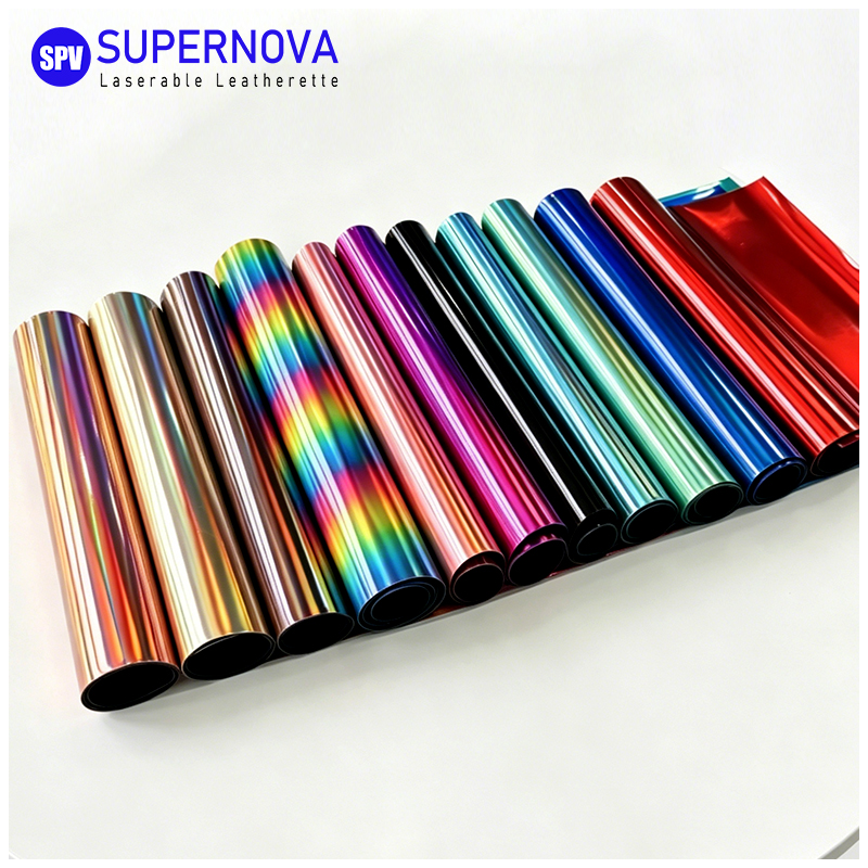 Holographic Laserable Leatherette Sheet na may pandikit/walang pandikit