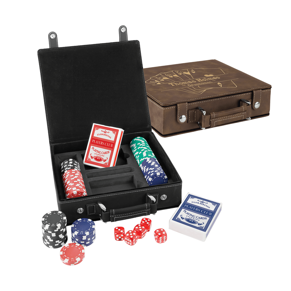 Laserable Leatherette Poker, Card at Dice Sets