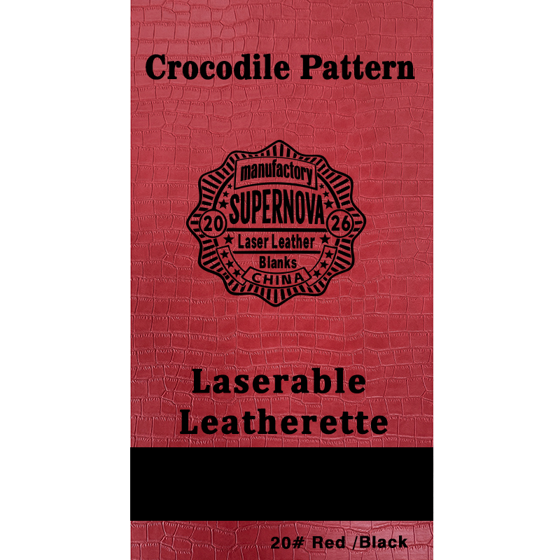Crocodile Embossed Laserable Leatherette Sheet na may pandikit/walang pandikit