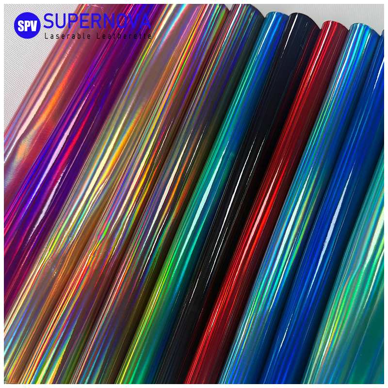Holographic Laserable Leatherette Sheet na may pandikit/walang pandikit