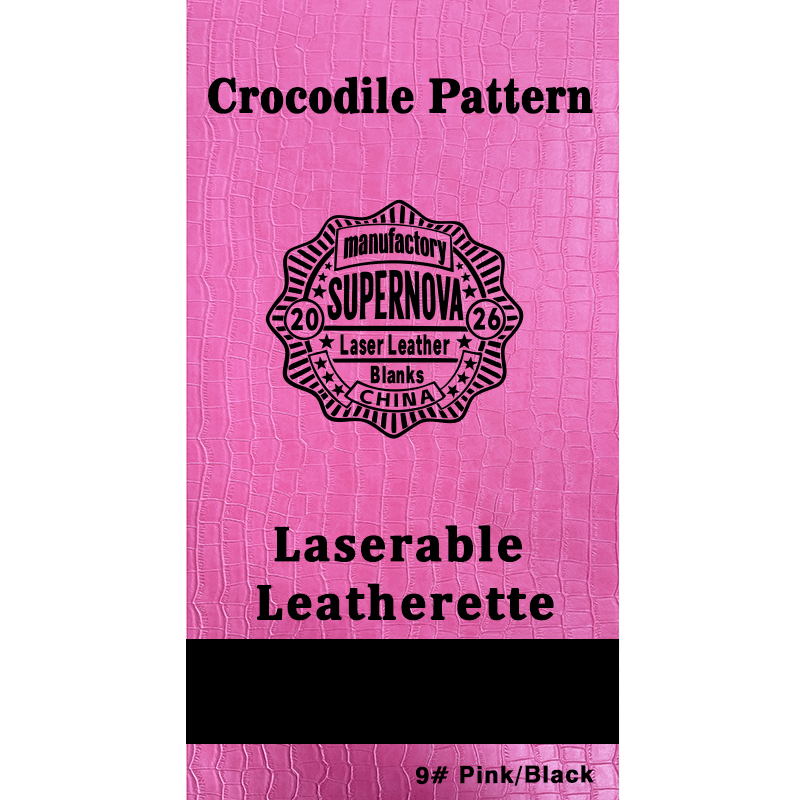 Crocodile Embossed Laserable Leatherette Sheet na may pandikit/walang pandikit