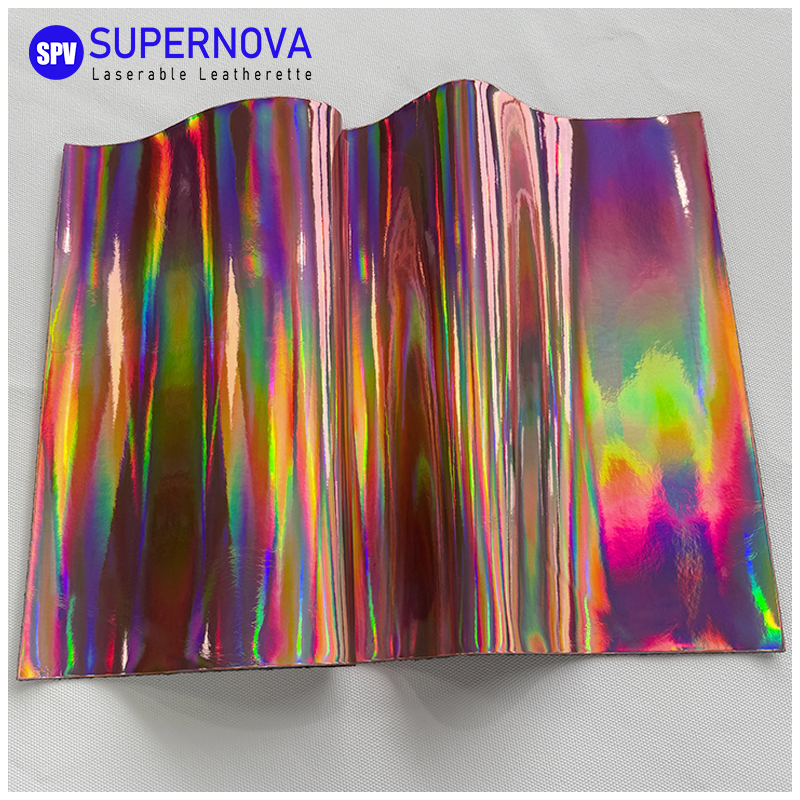 Holographic Laserable Leatherette Sheet na may pandikit/walang pandikit