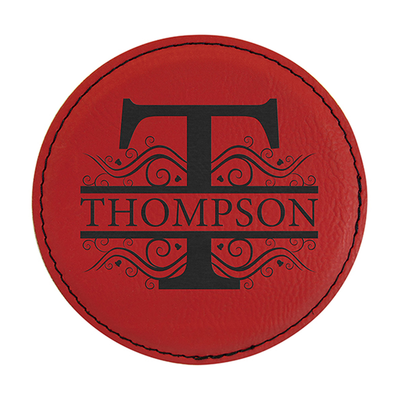 Laserable Leatherette Round 6-Coaster Set