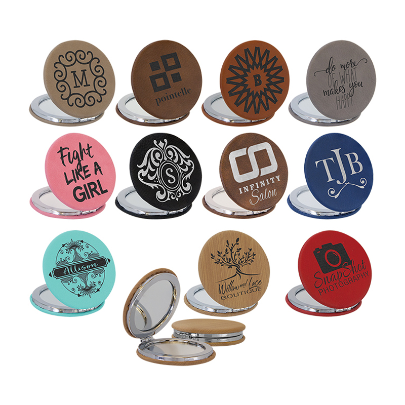 laserable leatherette Compact Mirror