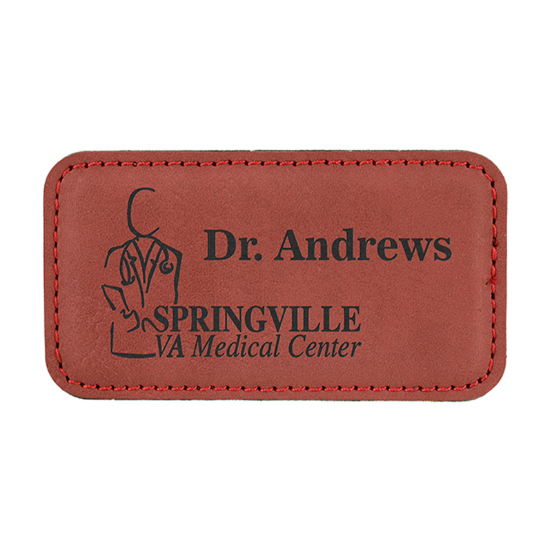 Blangko ang Laserable Leatherette Rectangle Badge na may Magnet