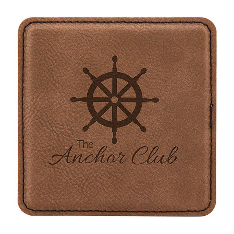 4' x 4' Square Leatherette Coaster 6-Coaster Set na may Holder