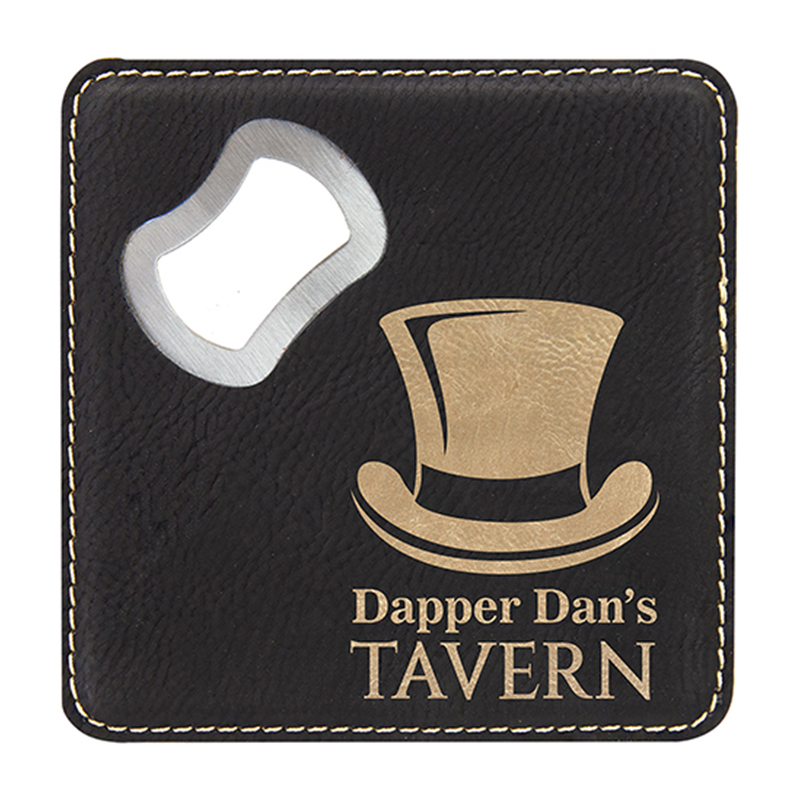 Square Laserable Leatherette Bottle Opener Coaster