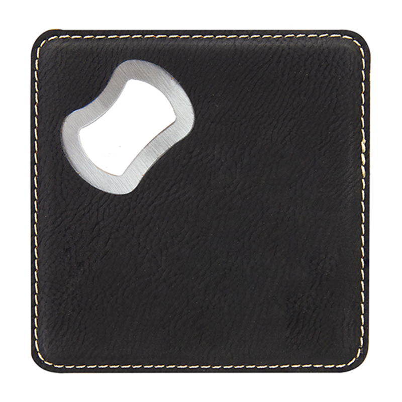 Square Laserable Leatherette Bottle Opener Coaster