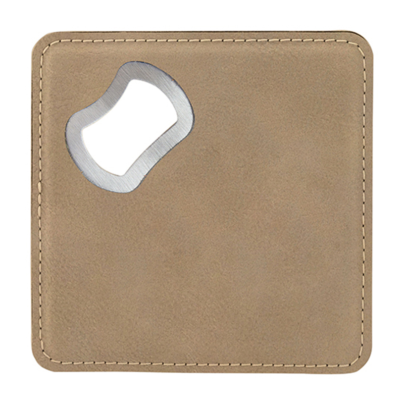 Square Laserable Leatherette Bottle Opener Coaster