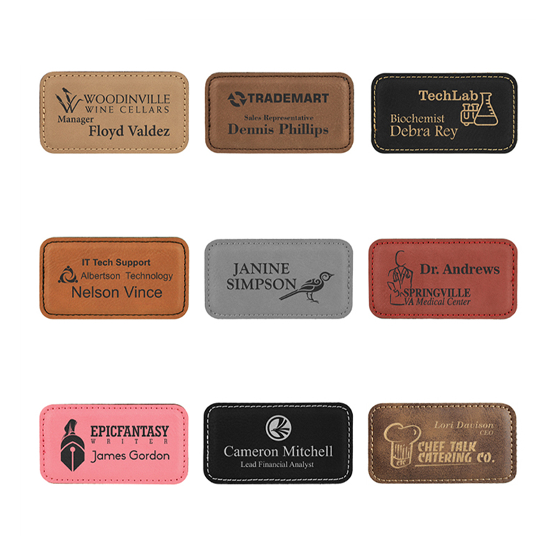 Leatherette na Malaking Parihaba na Name Badges