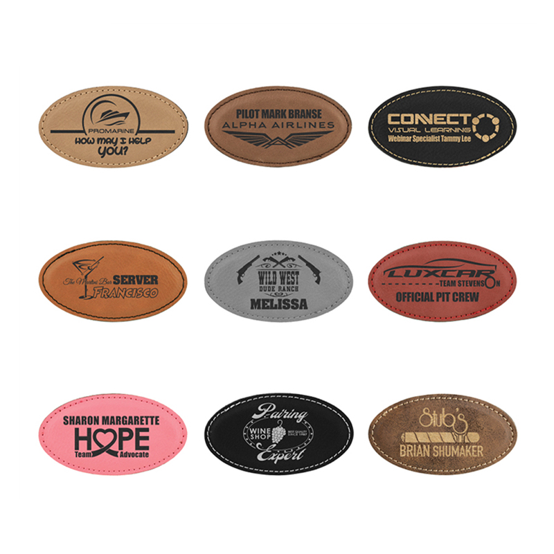 Leatherette Oval Names Badges