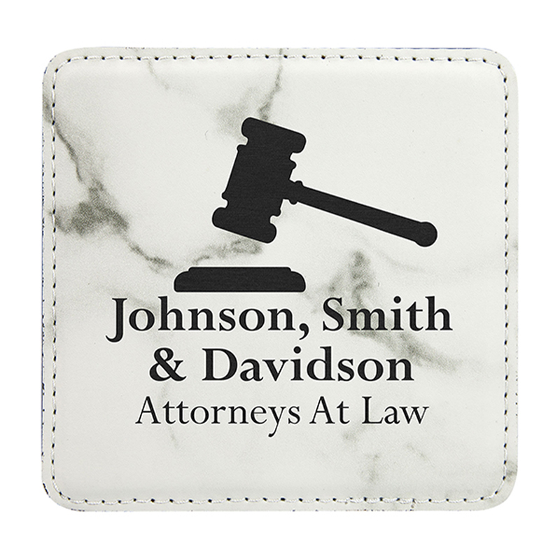 4' x 4' Square Leatherette Coaster 6-Coaster Set na may Holder