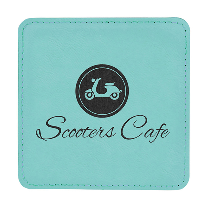 4' x 4' Square Leatherette Coaster 6-Coaster Set na may Holder
