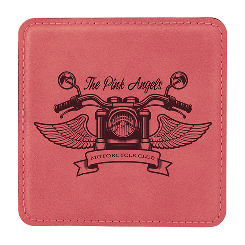 4' x 4' Square Leatherette Coaster 6-Coaster Set na may Holder