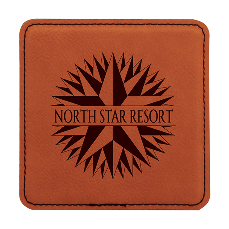 4' x 4' Square Leatherette Coaster 6-Coaster Set na may Holder