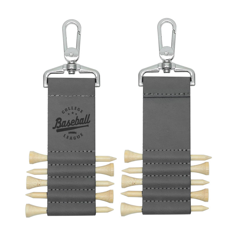 Laserable Leatherette Golf Bag Tag Keychain na may 5 Wooden Tee Laserable Leatherette Golf Bag Tag Keychain na may 5 Wooden Tee