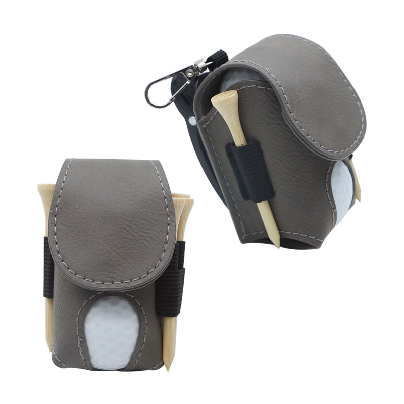 Laserable Leatherette Golf Ball Holder na may 5 Wooden Tee
