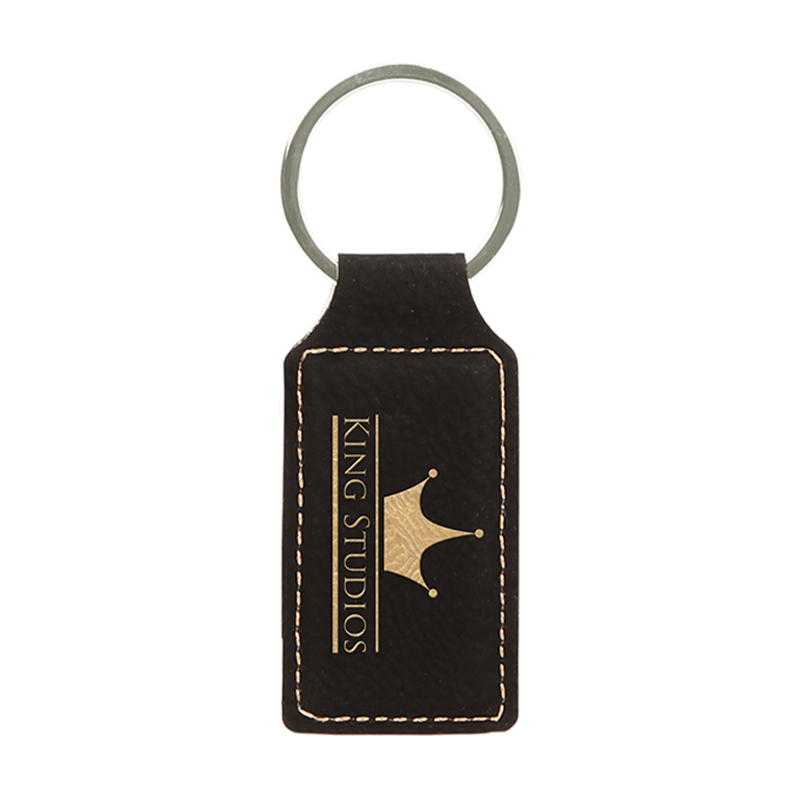 Laserable Leatherette Rectangle Keychain
