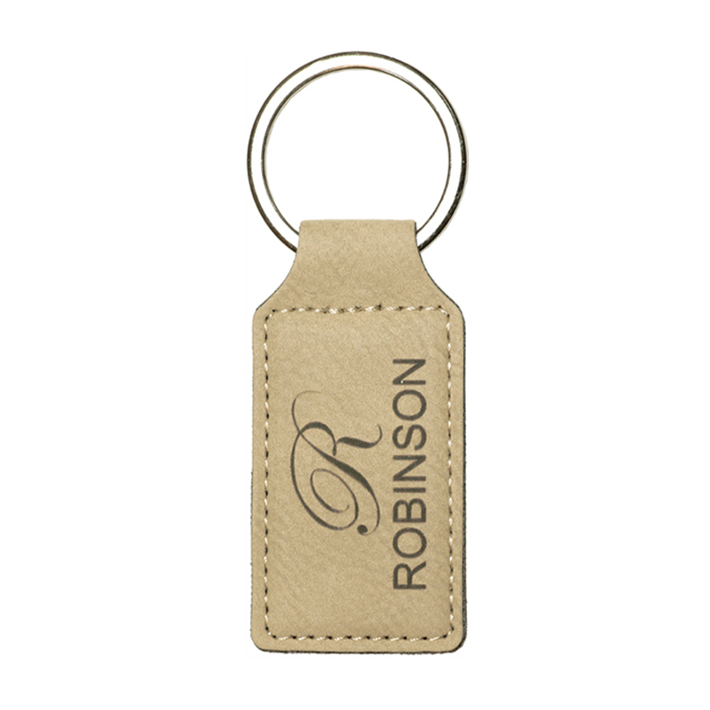 Laserable Leatherette Rectangle Keychain