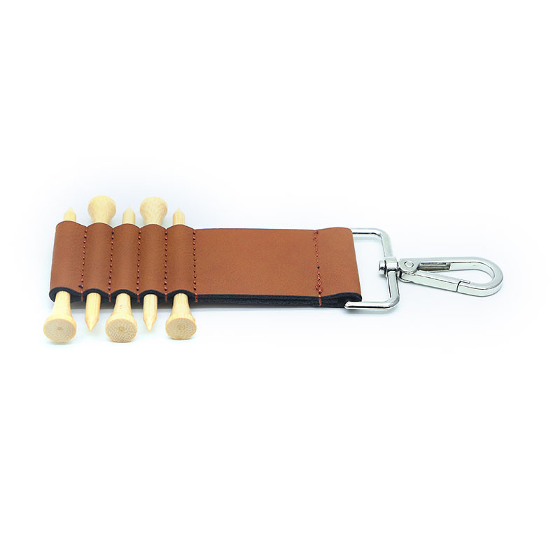 Laserable Leatherette Golf Bag Tag Keychain na may 5 Wooden Tee Laserable Leatherette Golf Bag Tag Keychain na may 5 Wooden Tee