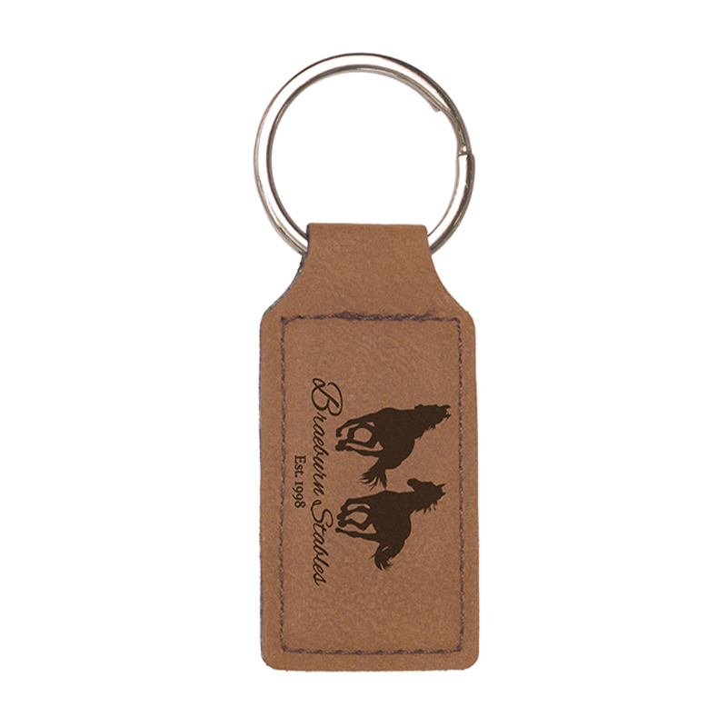 Laserable Leatherette Rectangle Keychain