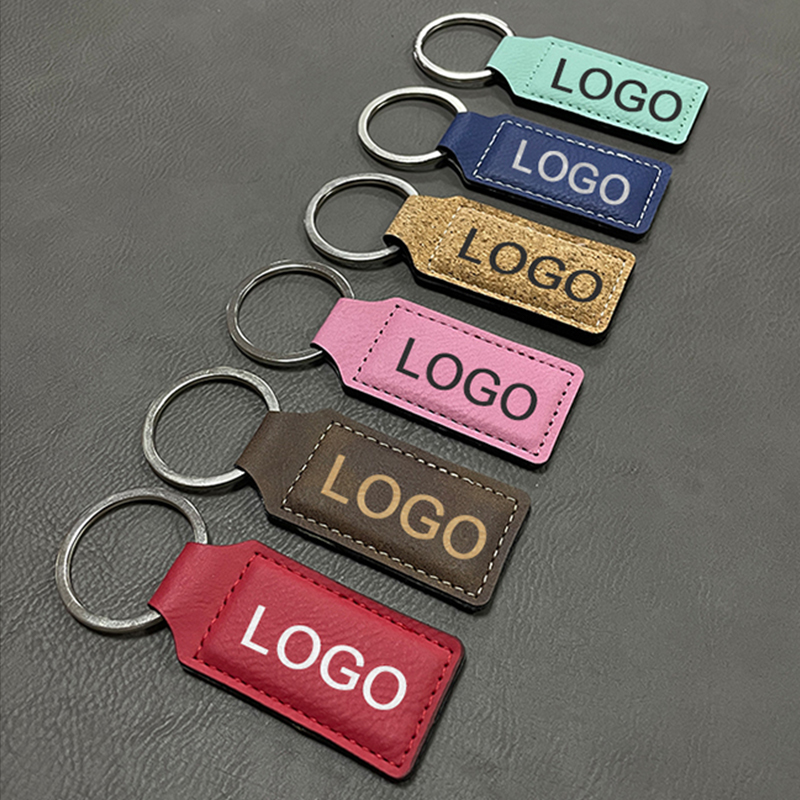 Laserable Leatherette Rectangle Keychain na may Oiled Edge Laserable Leatherette Rectangle Keychain na may Oiled Edge