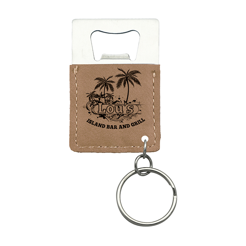 Laserable Leatherette Rectangle Bottle Opener Keychain Laserable Leatherette Rectangle Bottle Opener Keychain