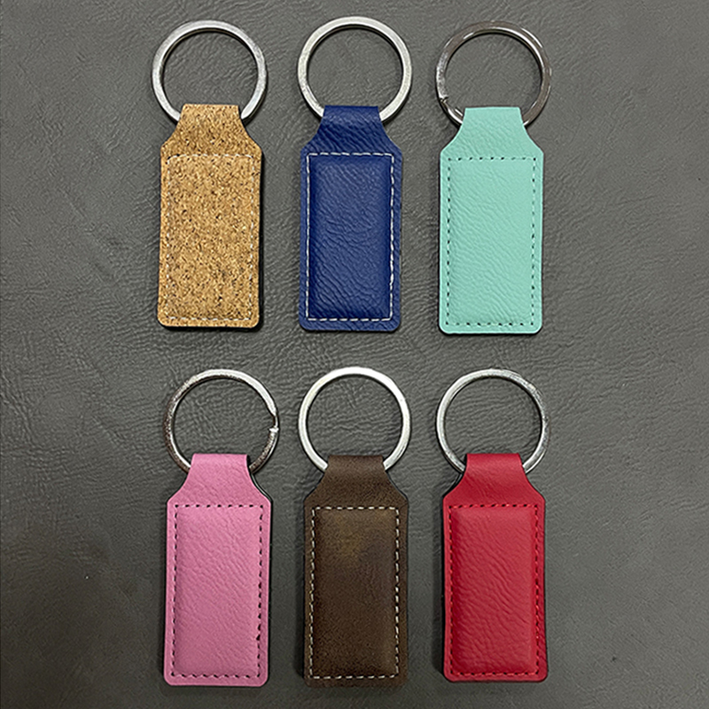 Laserable Leatherette Rectangle Keychain na may Oiled Edge Laserable Leatherette Rectangle Keychain na may Oiled Edge