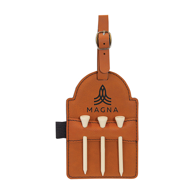 Laserable Leatherette Golf Bag Tag na may Tees