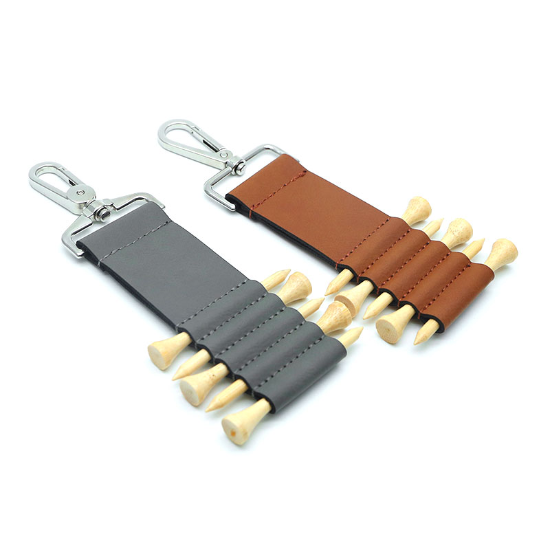 Laserable Leatherette Golf Bag Tag Keychain na may 5 Wooden Tee Laserable Leatherette Golf Bag Tag Keychain na may 5 Wooden Tee
