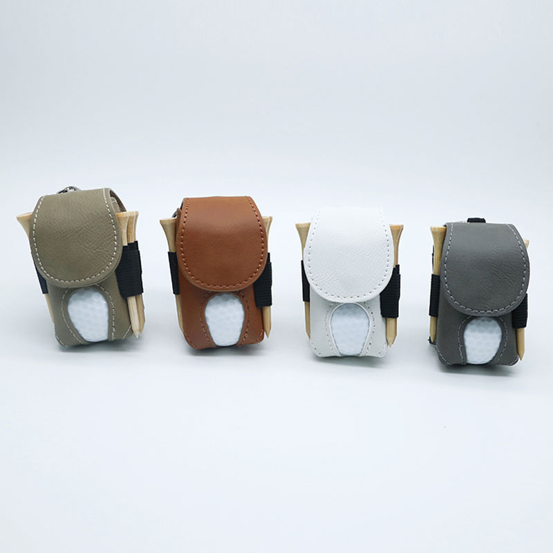 Laserable Leatherette Golf Ball Holder na may 5 Wooden Tee
