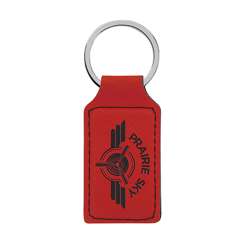 Laserable Leatherette Rectangle Keychain