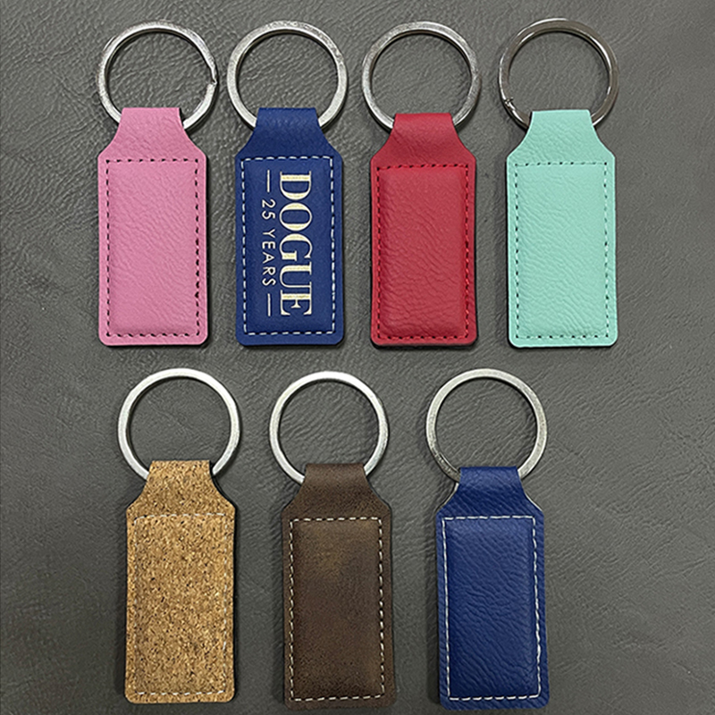 Laserable Leatherette Rectangle Keychain na may Oiled Edge Laserable Leatherette Rectangle Keychain na may Oiled Edge