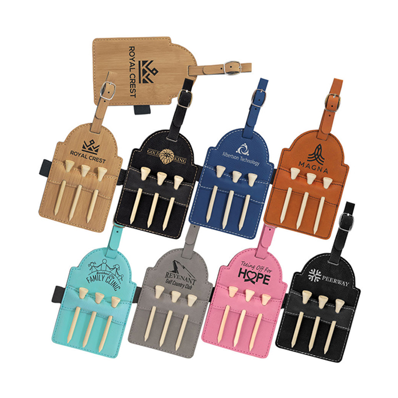 Laserable Leatherette Golf Bag Tag na may Tees